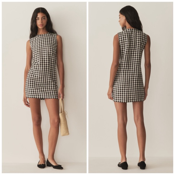 DÔEN Coralie Dress Black Gingham Sleeveless Mini Dress Size 12 NWT